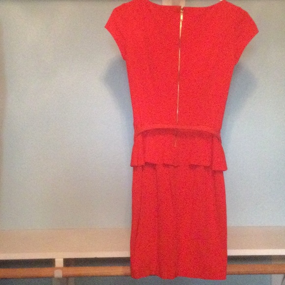 Cache Orange Peplum Dress, Size 2, with Belt - Picture 8 of 10